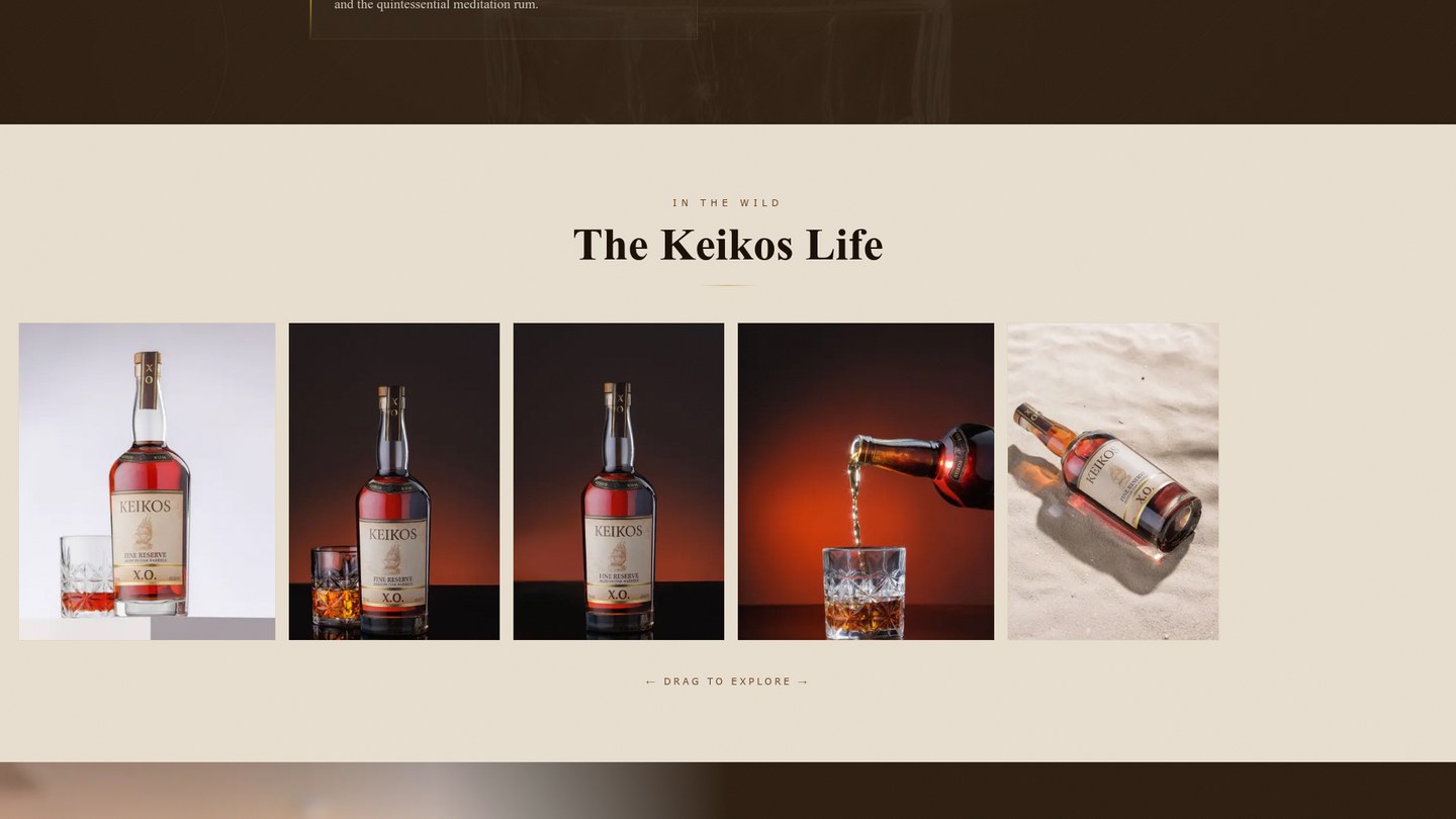 The Keikos Life gallery — five product moments laid out as a horizontal print spread